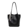 Spring New Textured Woven Pattern Commuting and Leisure Large Capacity Tote Bag Solid Color Simple Handheld Mother and Child Bag