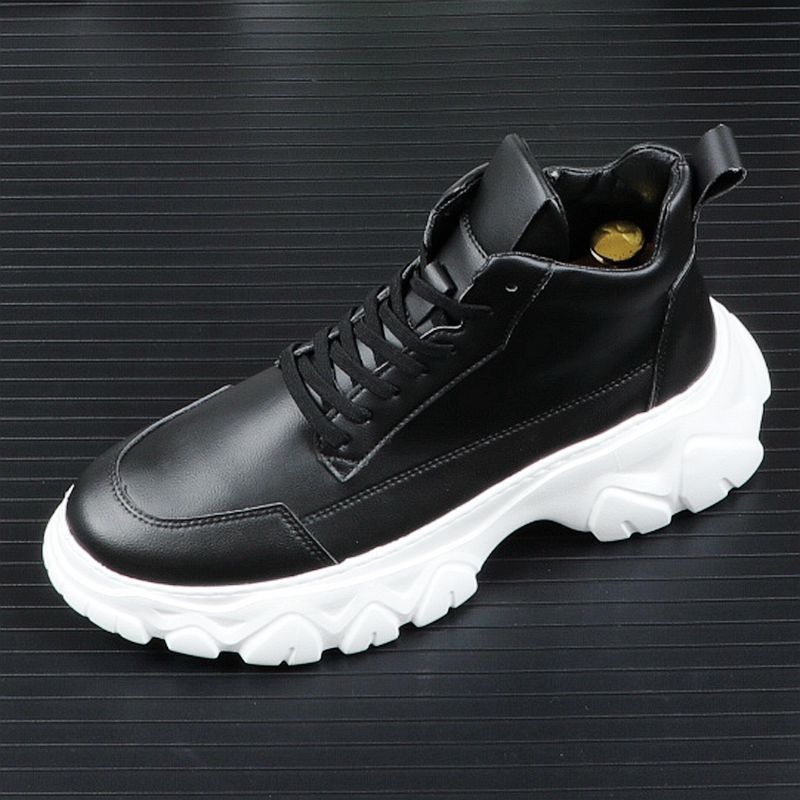Pánské luxusní módní platformové boty Značkový designér Černé bílé boty Kovbojské Pravá kůže Tenisky Pohledné Kotníkové Botas Hombre
