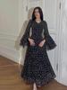 2024 Spring Chiffon Patchwork Dress with Irregular Hem and Ruffle Sleeves