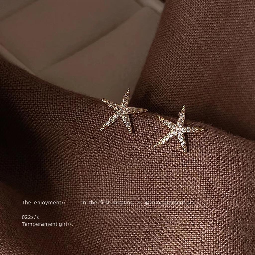 Seesterne Mikro-Inlay Zirkon Ohrringe: 14K Vergoldetes 925er Silber, Schlicht und Süß