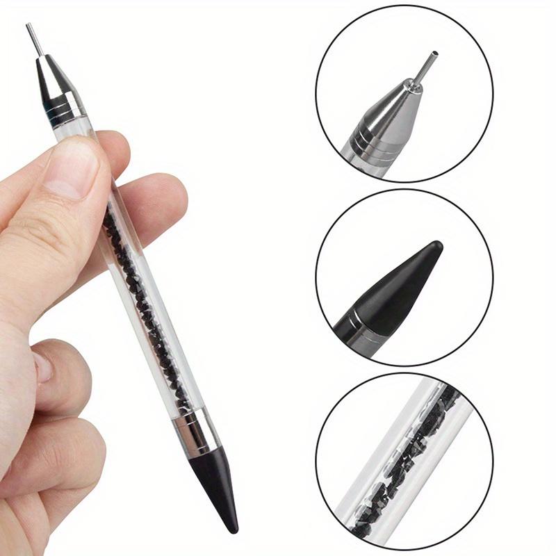 2Pcs/Set Dual Heads Acrylic Metal Dotting Wax Pen With Stainless Steel Tweezers Nail Art Grafting Eyelashes Manicure Tools