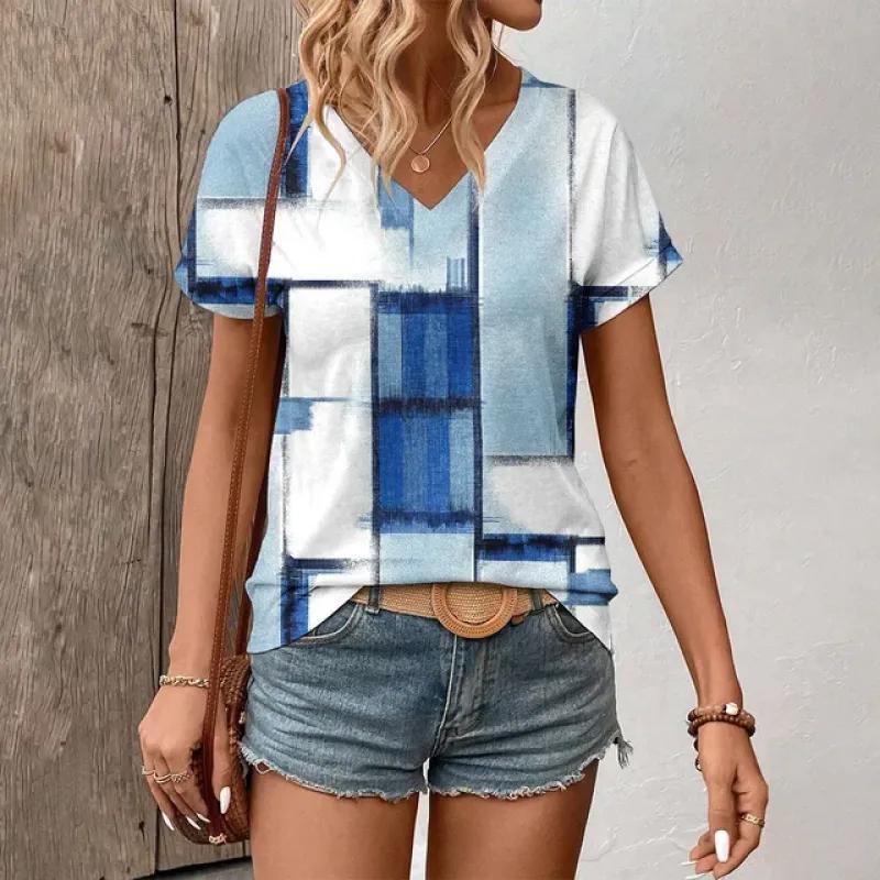 Dámské tričko Módní Retro Květinový Vzor Potisk Tričko Dámské Volnočasové Krátký Rukáv Tričko 2024 Léto Populární Tričko