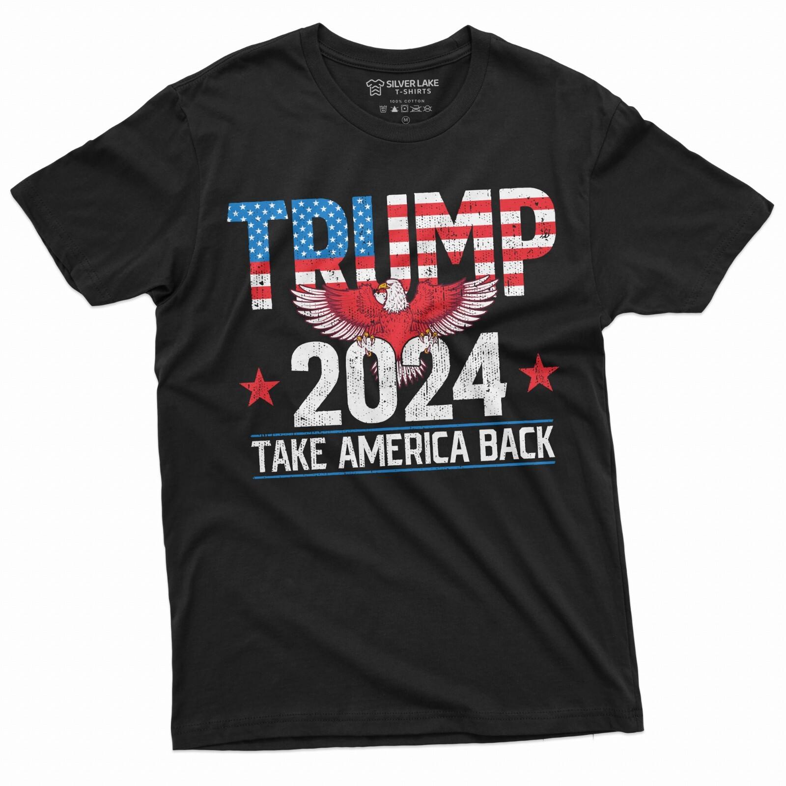Trump 2024 Shirt Take America Back T-Shirt USA Eagle Patriotic Flag Shirt S
