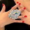 Geometri Strass Hästöga Ring Bröllopstillbehör för Kvinnor Drag Queen Statement Kristallring Justerbar Lyxig Smycke
