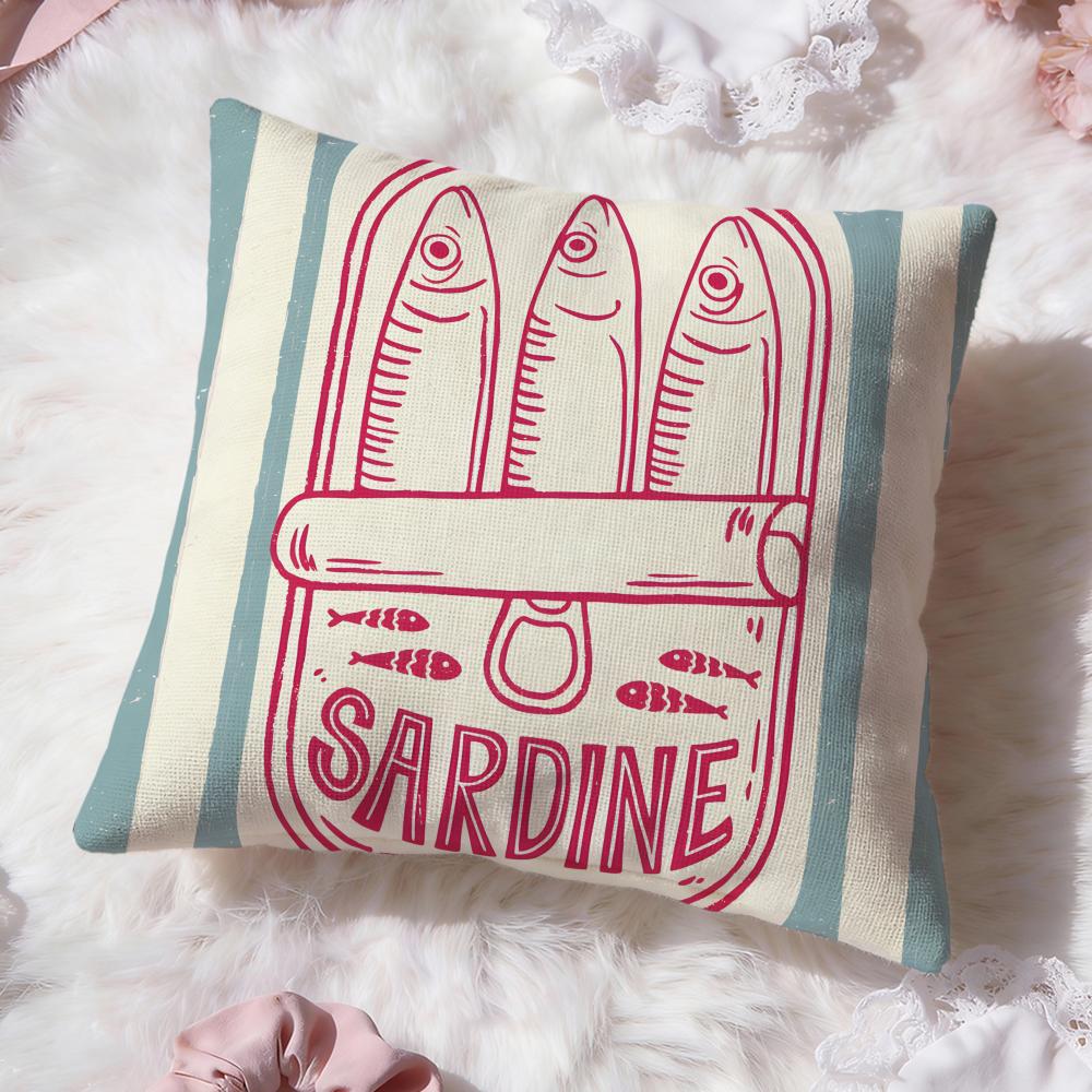 Coastal Charm Sardine Cushion Cover Premium Comfort Reversible Pillow Cove -Two in One Design for Any Room & Car Interior