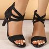 Fashion 2025 Summer Sexy Peep Toe Elastic Band Women High Heels Sandals New Back Zipper Cover Heeled Gladiator Shoe Pump Black
