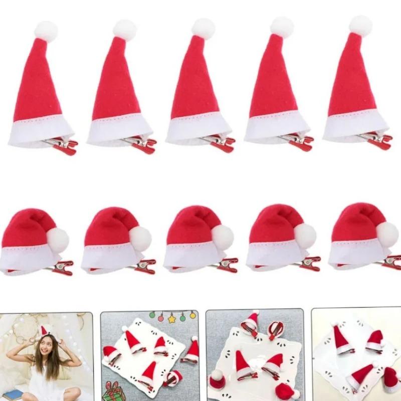 Cute Sweet Christmas Hat Hairpin Santa Claus Cap Hairclip Mini Bright Hat Metal Barrettes Festival Beautify Appearance Hair Clip
