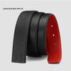 Men's Lychee Pattern Cowhide Belt: Buckle-Free, Durable, Horseshoe Buckle Compatible.