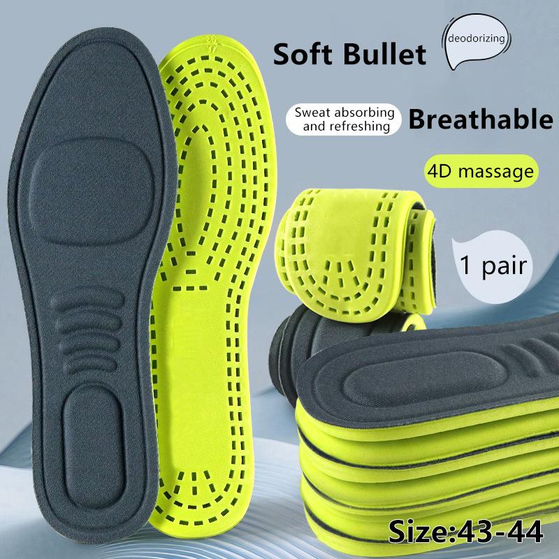 1Pair Soft Memory Foam Insoles Unisex Soft Sports Running Shoes Inserts Sweat-Absorbing Breathable Deodorant Cushion Shoe Pad