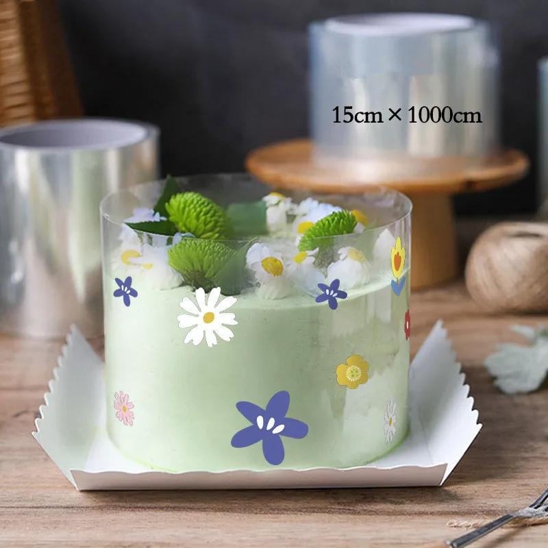1 Roll 10M Cake Wrapping Tape Film Flower Transparent Cake Collar Chocolate Candy Baking Cake Decorating Tool