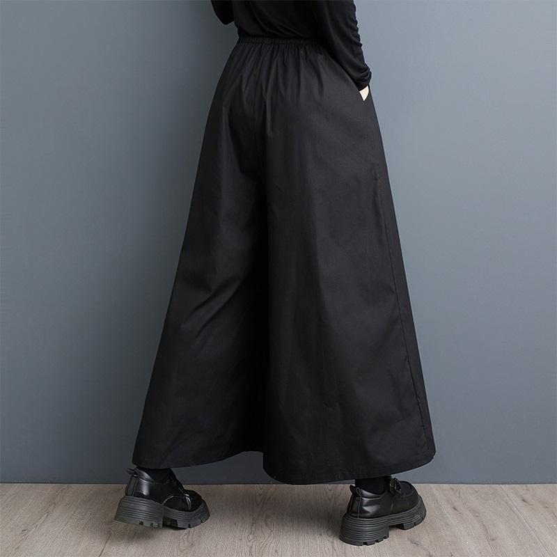 Cotton Plus Size Vintage Floral High Waist Casual Loose Spring Autumn Wide Leg Pants Women Trousers