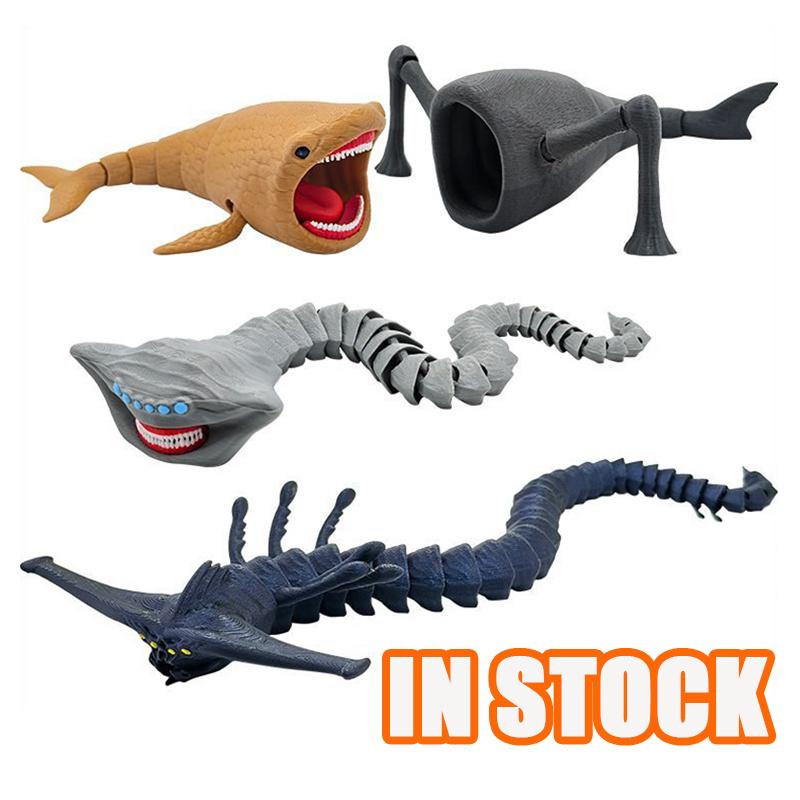 1/4Pcs 3D Printing Sea Eater Action Figure Model Toy Doll Christmas Gift Joint-Movable Deep Sea Monster Figurines