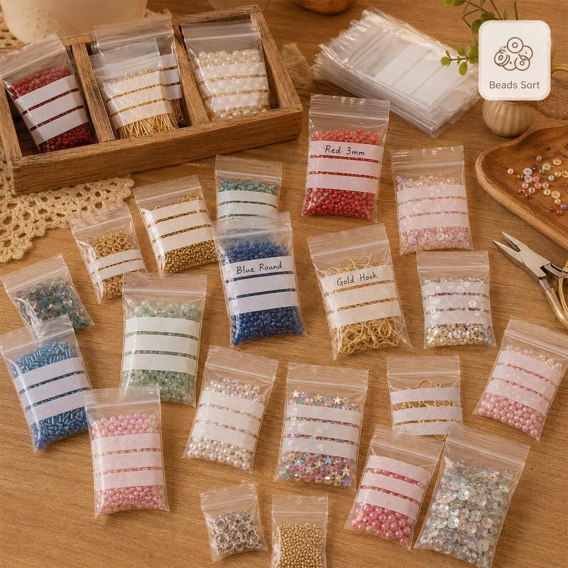 Transparent Writeable Self Sealing Bags Resealable Storage Bags for Snack Pill Jewelry Small Item Classification Packaging Bags