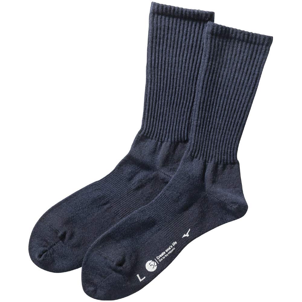 Mizuno Breath Thermowool Thin Socks for Outdoor Go to by mizuno Size cm Travel, B2JX9501, Men's, Navy, 25.0-27.0