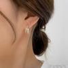 Dual Layer Baguette and Round Paved Click Hoop Earrings Women Elegant Bling Ear Jewelry