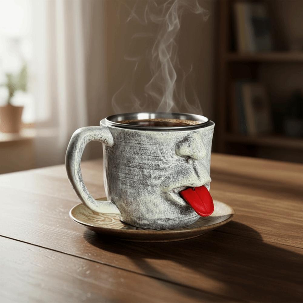 Resin Teasing Facial Mug Fun Hot Cold Beverage Cup Shaking Tongue Coffee  Cup  For Home Office