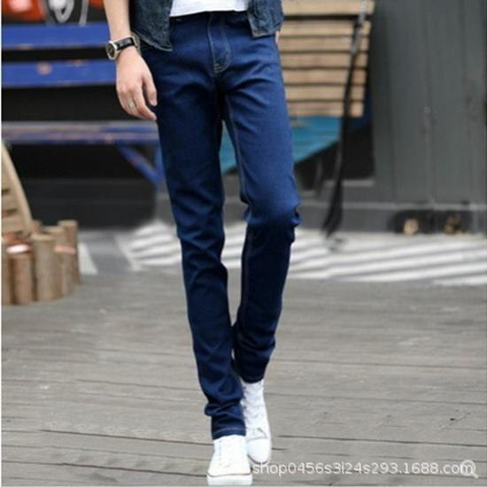 Men's Korean Style Trendy Slim Fit Elastic Jeans, Casual Spring & Autumn Pants