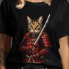 Samurai Cat T-shirt-Sweatshirt, Cute Cat Warrior T-shirt, Ninja Cat Graphic Tee, Funny Cat Gift, Cat Lover T-shirt, Unique Cat Print Shirt