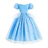 Girls New Year Blue Long Dress for Kids Christmas Birthday Party Dresses Butterfly Cinderella Cosplay Costumes Chidren Outfits