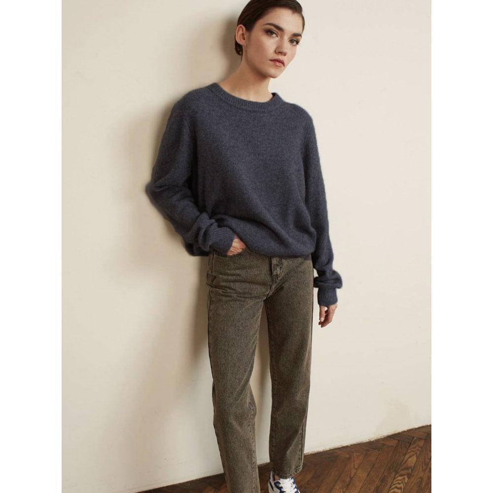 Oversized Autumn Winter Solid Color Round Neck Sweater for Women Basic Knitted Pullover Chic Soft Loose Casual Female Jumper