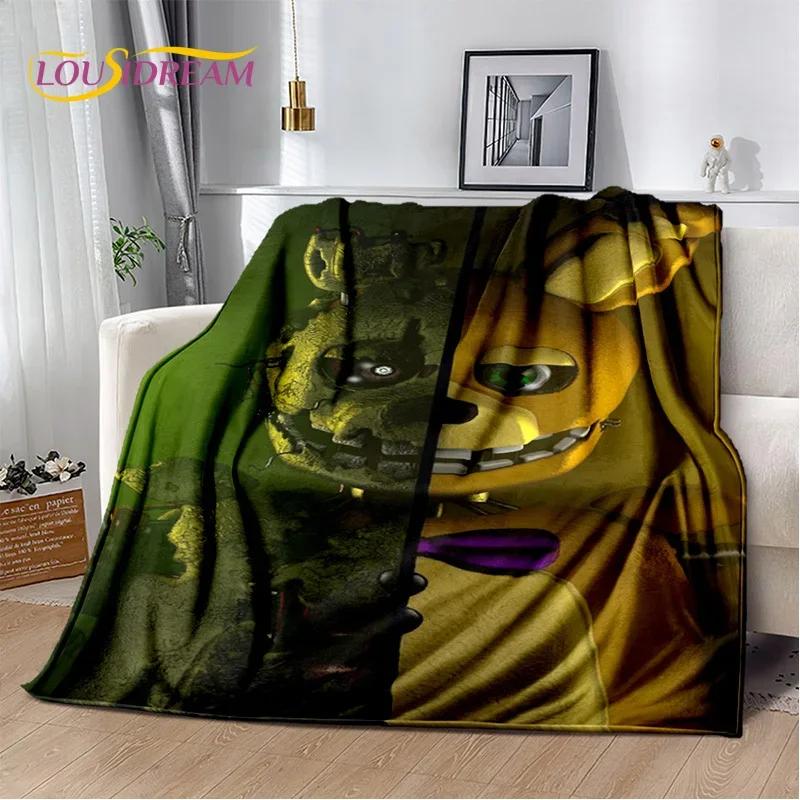 3D Horror Game F-FNAF Freddy Cartoon Soft Flannel Blanket for Bed Bedroom Sofa Picnic,Throw Blanket for Outdoor Leisure Nap Gift