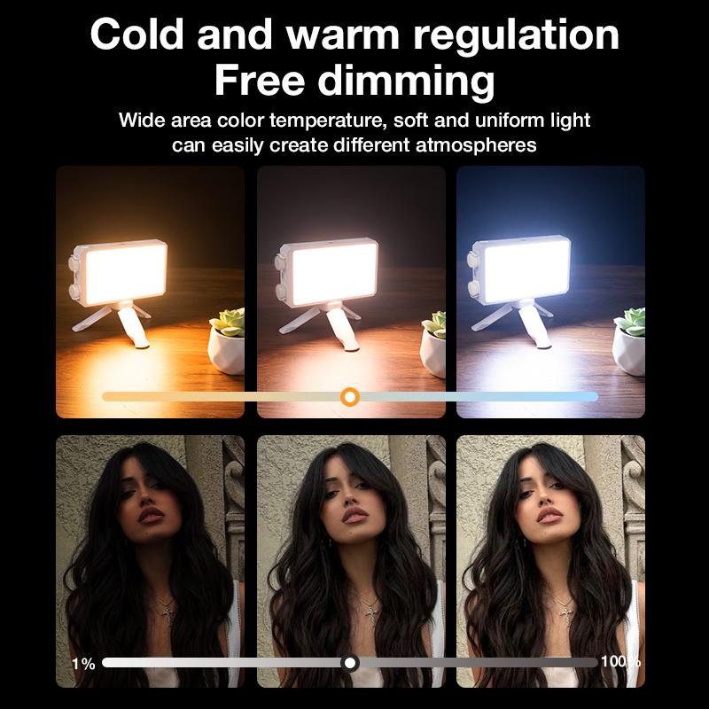 Portable LED Video Light 40W Pocket-Sized Mini Portable Light Temperature Control Built-in Rechargeable Battery PD Charging