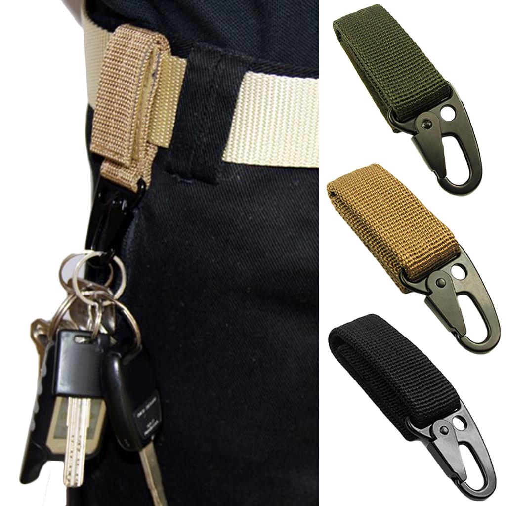 4pcs Tactical Nylon Webbing Hook Keychain Carabiner Nylon Strap Buckle Clip