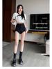2025 Summer High-Waist Irregular Design Black A-Line Women's Casual Shorts