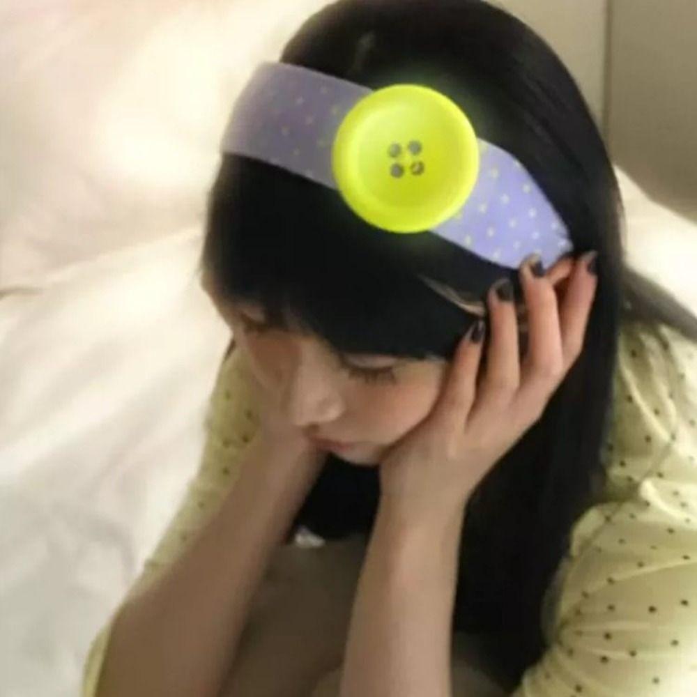 Non-slip Teeth Button Polka Dots Headband Wide Hair Accessories Women Hair Hoop  Women's Fashion