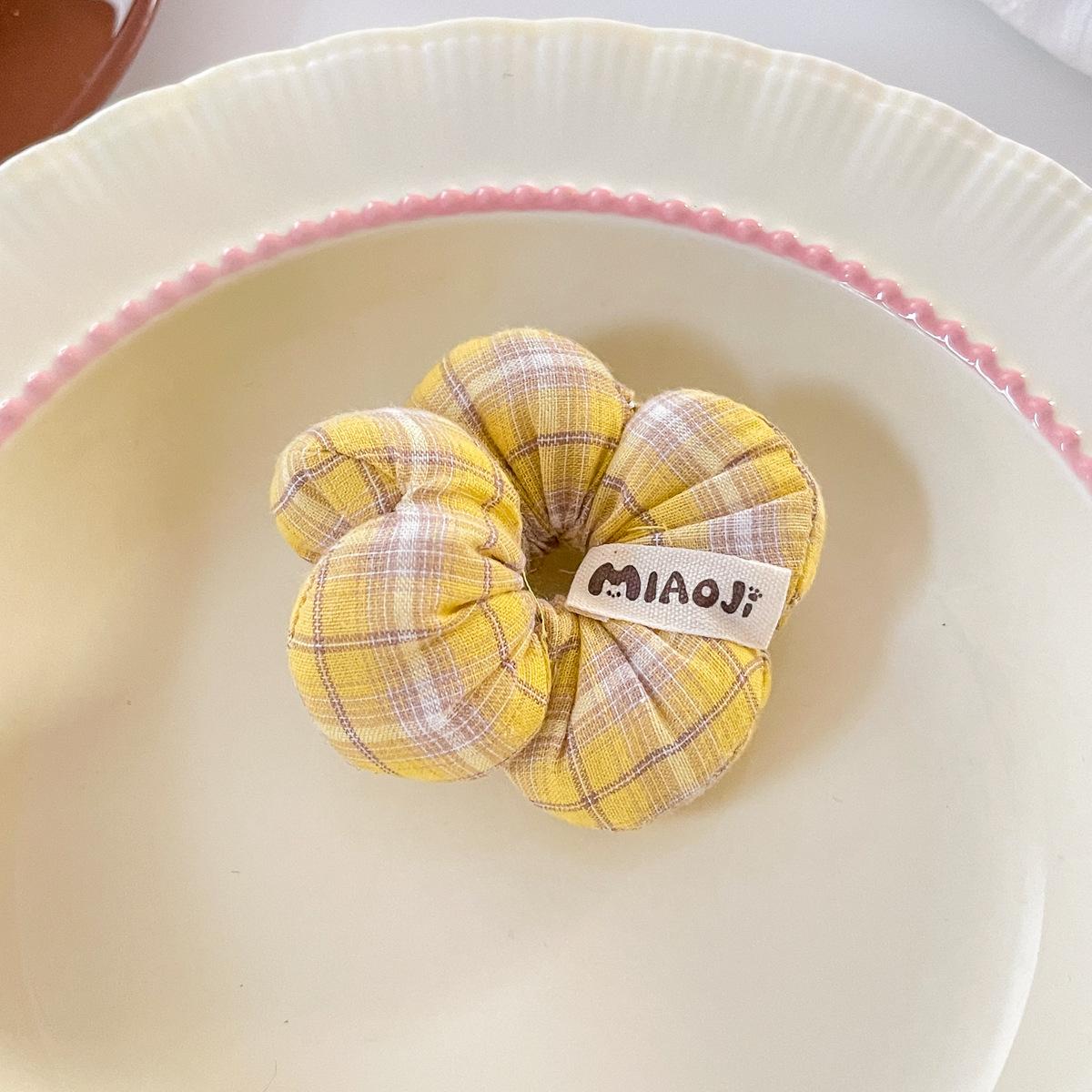 

Новый продукт Детская хлопковая повязка на голову с цветочным принтом для хвостика, детская тканевая повязка для волос с пятилепестковым цветком, клетчатое кольцо для волос в виде большого кишечника