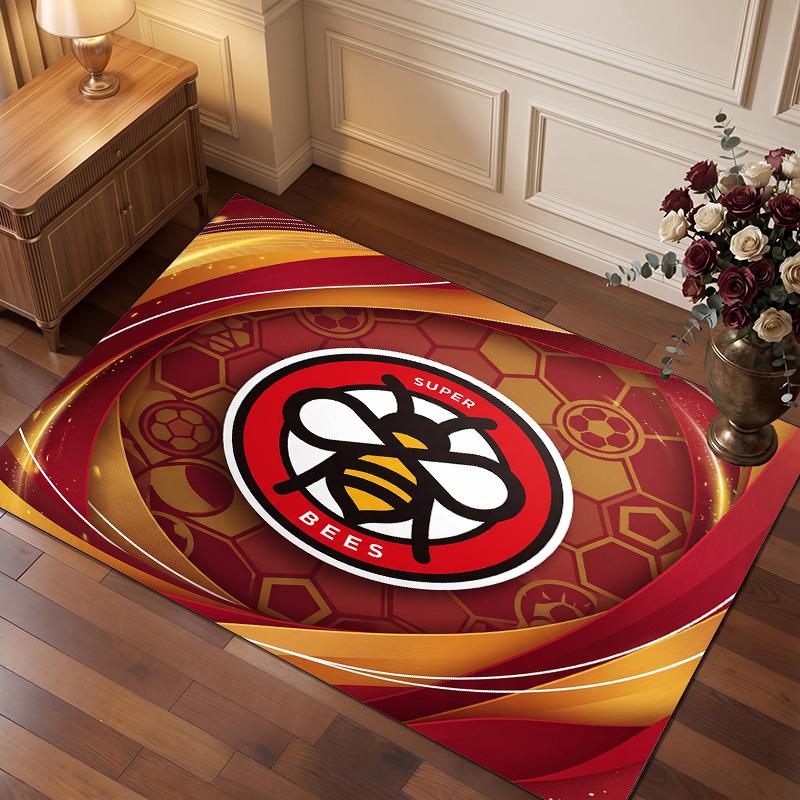 Brentford Football Print Crystal Velvet Rug, Comfortable Water Absorbent Non Slip Indoor Floor Carpet