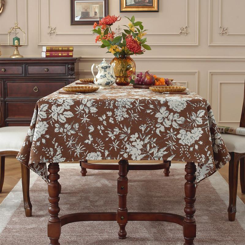 Polyester Cotton Color Woven Jacquard Bohemian Flower Geometric Tablecloth Rectangular Coffee Table Tablecloth Dining Table Cloth