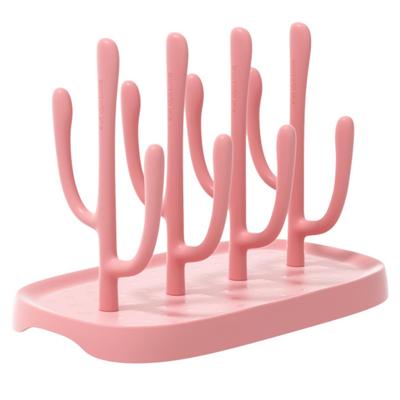 Aristal Baby Bottle Rack Drying Stand Drainer Baby Supplies BPA Free Easy Assembly Lightweight Compact (Pink)