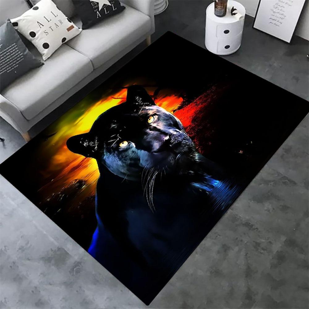 Panther Carpet Black Leopard Rug for Living Room Large Area Rug Animal Lion Tiger Doormat for Bedroom Home Decoration