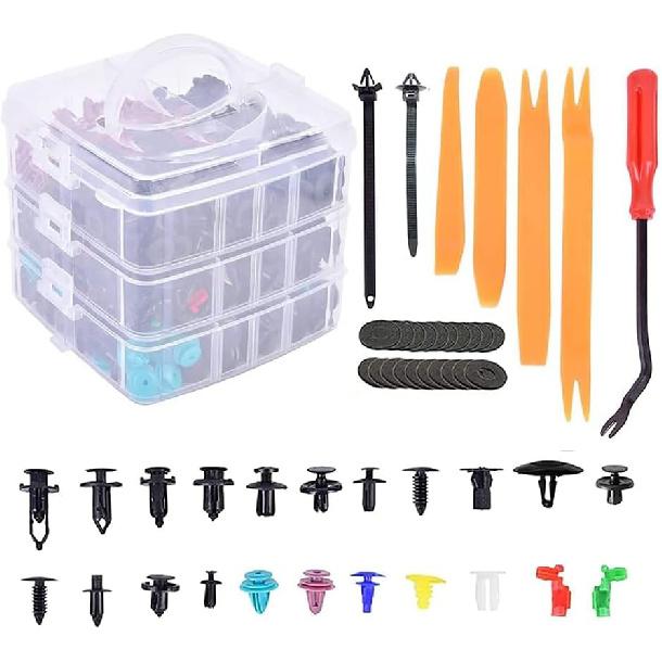 723PCS Car Retainer Clip & Plastic Fasteners Kit 23 Sizes tomotive Push Pin Rivets Set s Clip with Fasteners Remover Storage Box for Car Door Trim