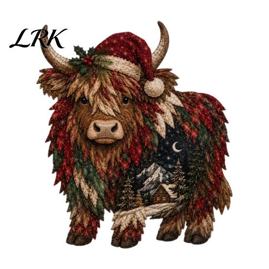 Seasonal Crafting Supplies Christmas Patchwork Fabric DIY Kit, Adult Sewing Handcrafted Set with Kit Pre-Cut Squares, Holiday Animals Craft
