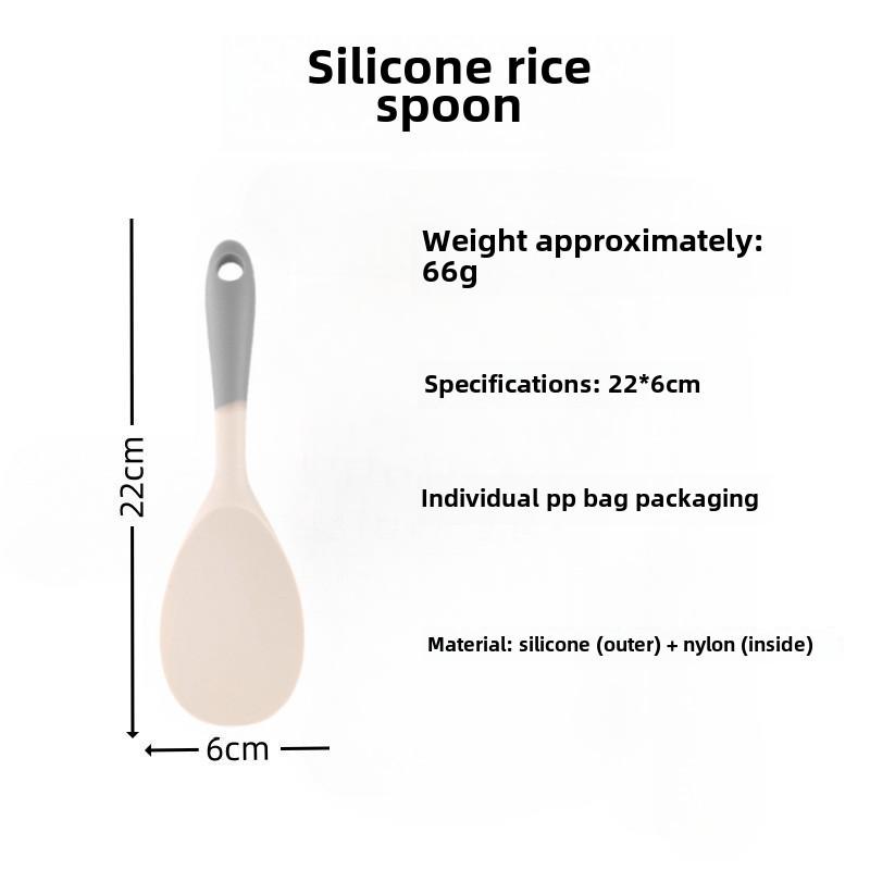 Cuillère à riz et spatule en silicone antiadhésif - Doux pour les casseroles, idéal pour remuer le riz - Ustensile de cuisine