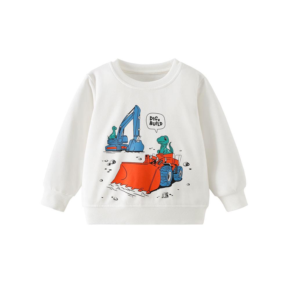26 Years Autumn/Winter Kids' Animal Car Print Sweatshirt - European/American Fashion, Round Neck