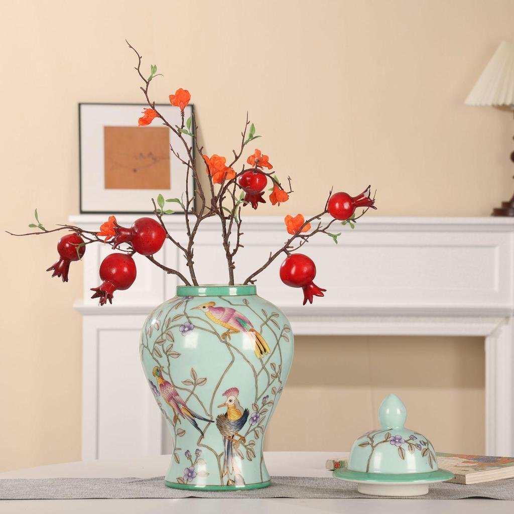 Vaso Moderno in Ceramica di Porcellana Blu e Bianca per Composizioni Floreali - Ornamento per la Decorazione della Casa per Soggiorno o Mobile TV