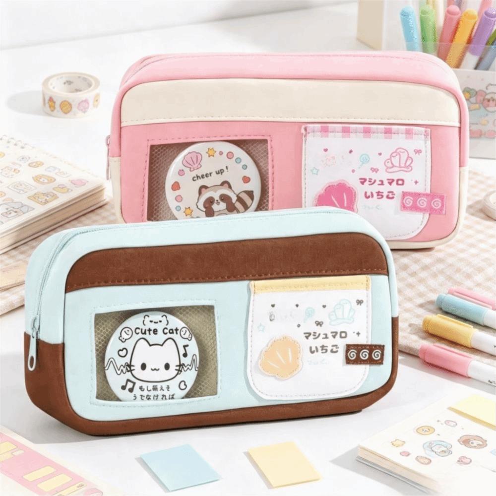 Clear Window Pencil Case Large Capacity Stationery Bag Cute Stationery Case Students