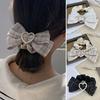 Damen Hochsteckfrisur Tweed Band Perlen Herz Haargummi Set Scrunchie Chiffon Satin Scrunchie
