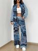Splicing Autumn And Winter New European And American Women'S Clothing Retro Pattern Printing Suit Women