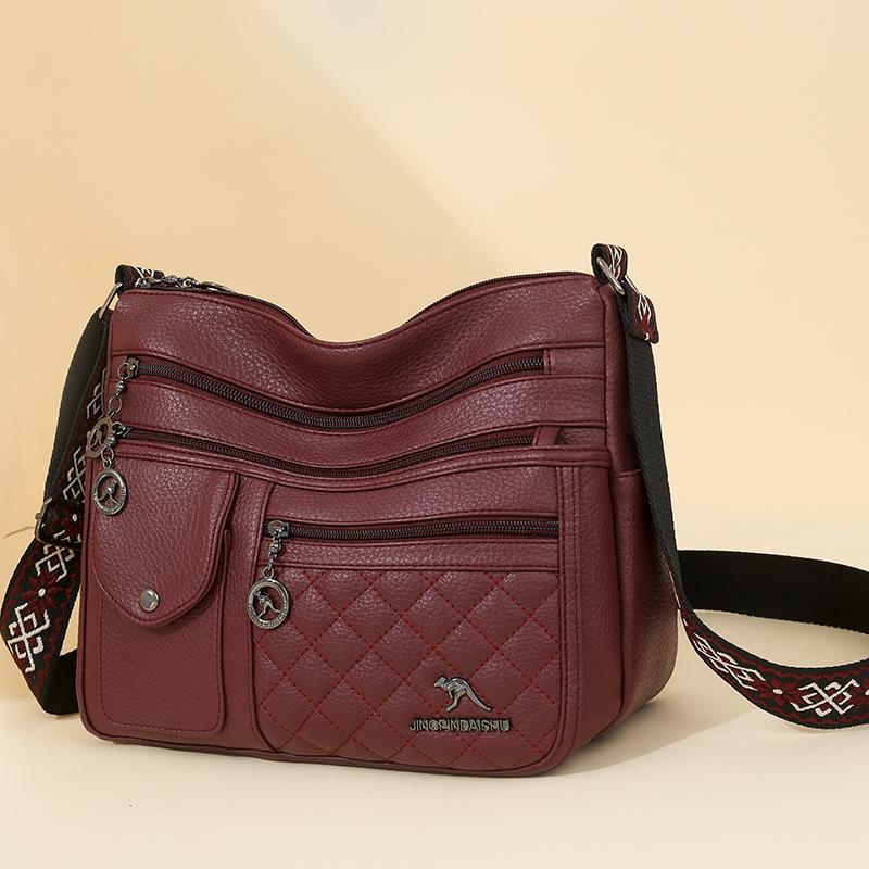 Multi-layer Crossbody Mom Bag, Large Capacity Casual Shoulder Bag, Commuting Soft Leather Shoulder Bag