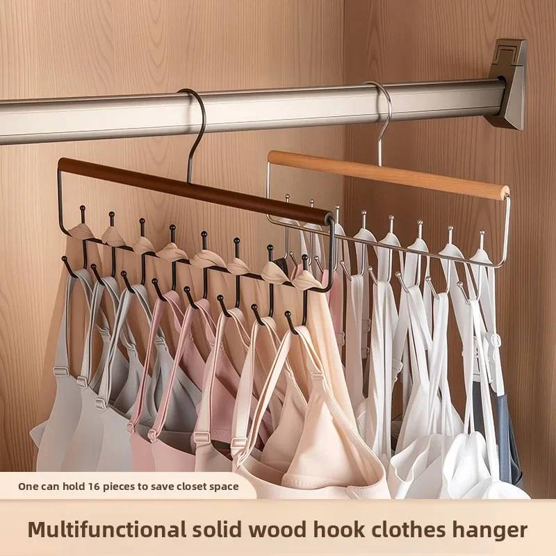 Wooden Multifunctional Hat Display Rack with Hooks Modern Organizer for Coats Clothes Entryway Hallway and Store Decor