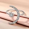 Crescent Moon Star Zircon Open Rings Engagement Wedding Rings for Bride Princess