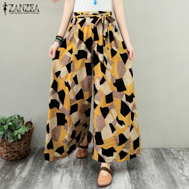 ZANZEA Estate Casual Floreale Stampato Pantaloni a Gambe Larghe Donna  Cintura Culotte Pantaloni Larghi acquista in modo economico — spedizione  gratuita, recensioni reali con foto — Joom