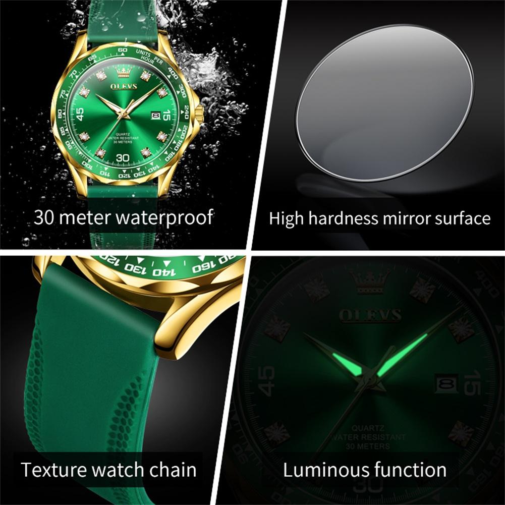 The New Top Men's Watch Green Water Ghost Quartz Watch The Night Light Leather Belt