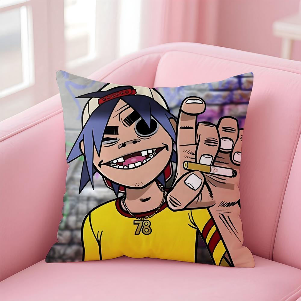 Classic Virtual British Band GGorillaz Cushion Cover Pillow Case Soft Skin Friendly Fabric Concealed Zipper