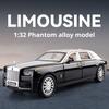1:32 Rolls Phantom Luxury Sedan Exquisite Simulation Alloy Diecast Model Pull Back Toys Car Collectible Decoration Boys Gift