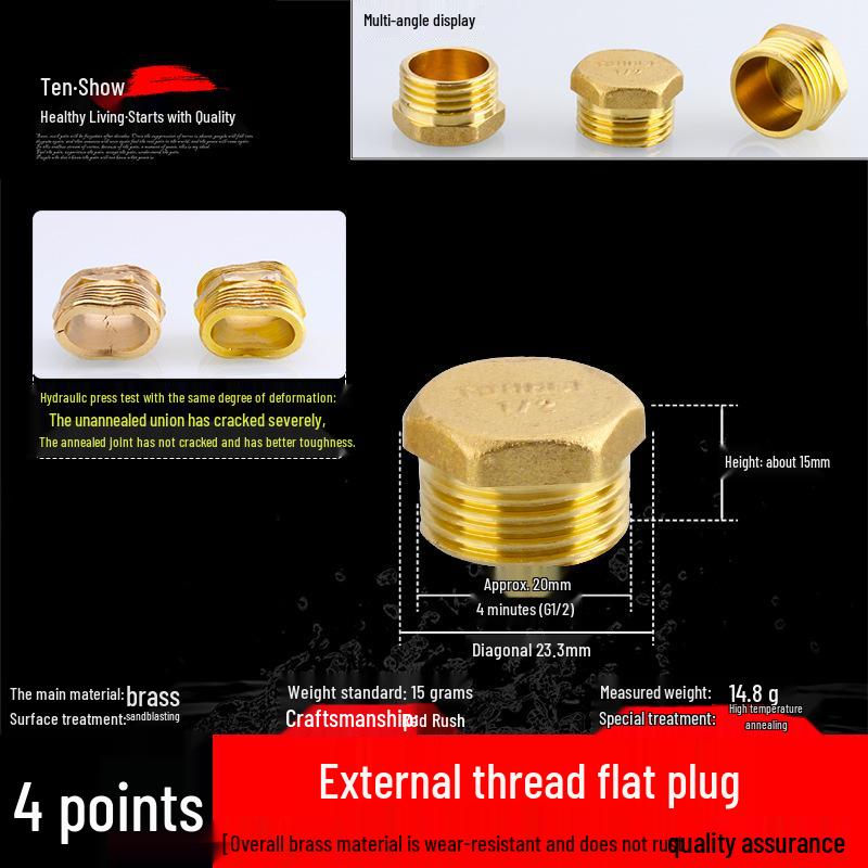 

Copper 4-Point Union Tee Fitting with Male and Female Threads, Straight Reducer, and Elbow Accessories